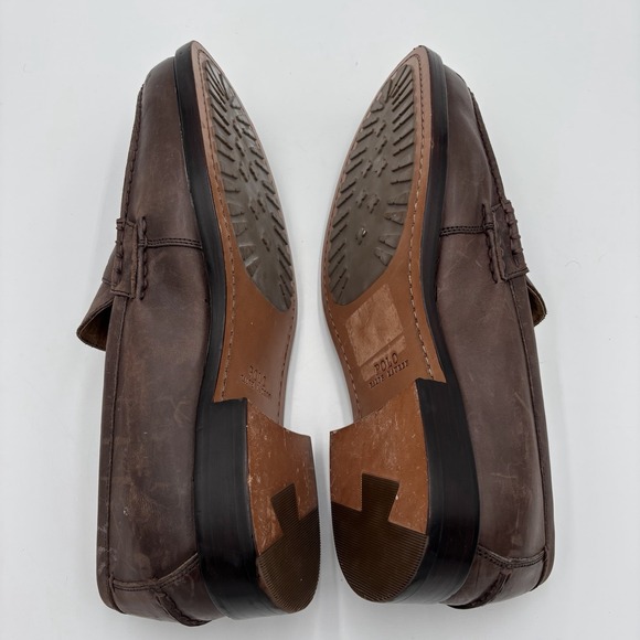 Polo Ralph Lauren Dustan Brown Leather Penny Loafers Men's Size 15 Leather Shoes - Picture 2 of 9